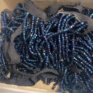 Vintage 🧮 Blue Beaded Fringe Lengths Beads for Crafts & Clothing Design Art